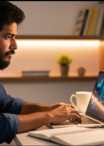 A freelance Digital Marketer brainstorming